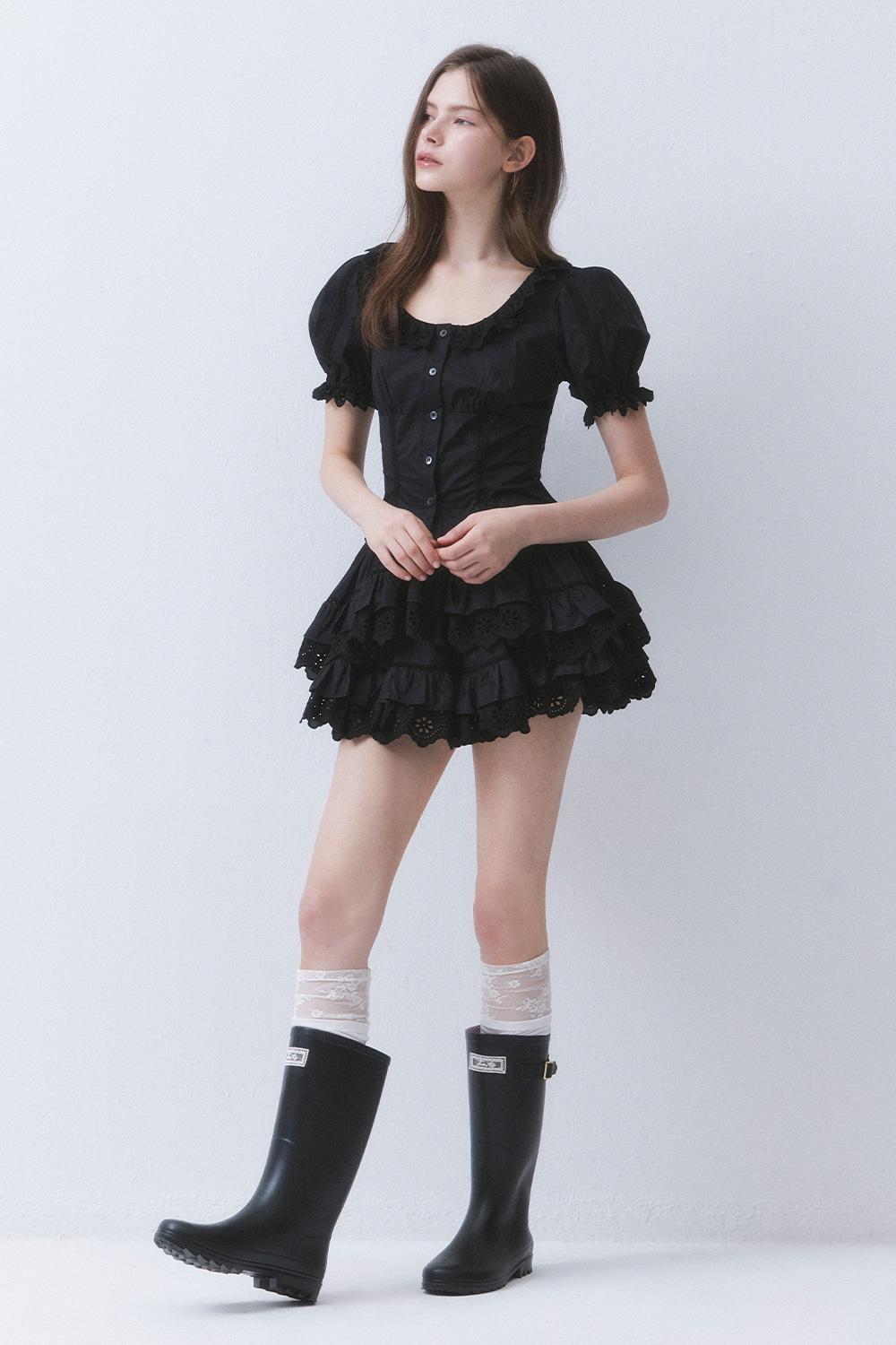 [RE-STOCK] [5월 27일 순차배송][Exclusive]ANGEL LACE RUFFLE SKIRT_TT6S505BK