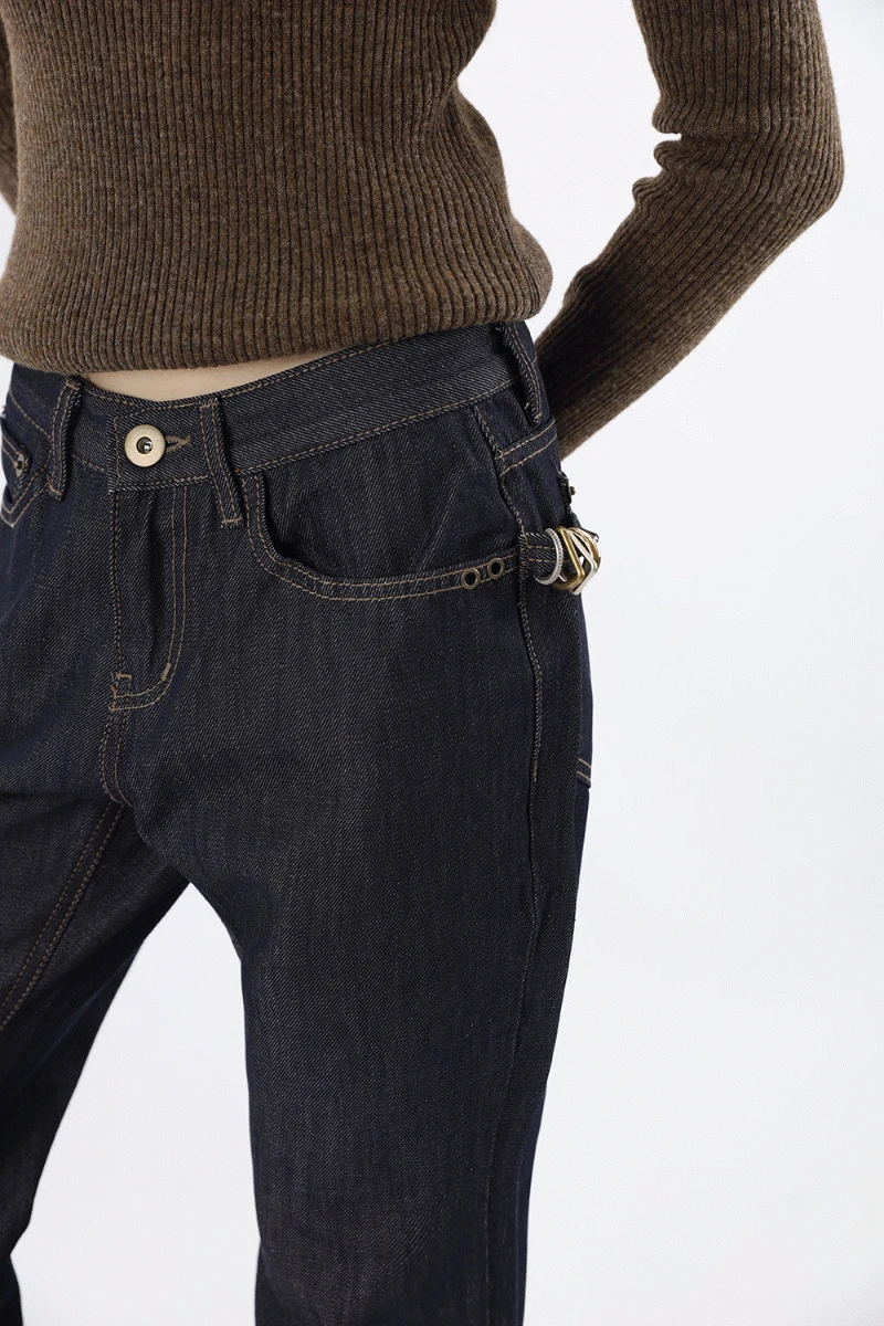 D링 파츠 부츠컷 데님