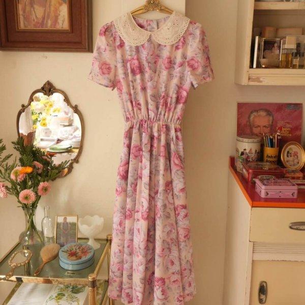 vanila pink floral dress