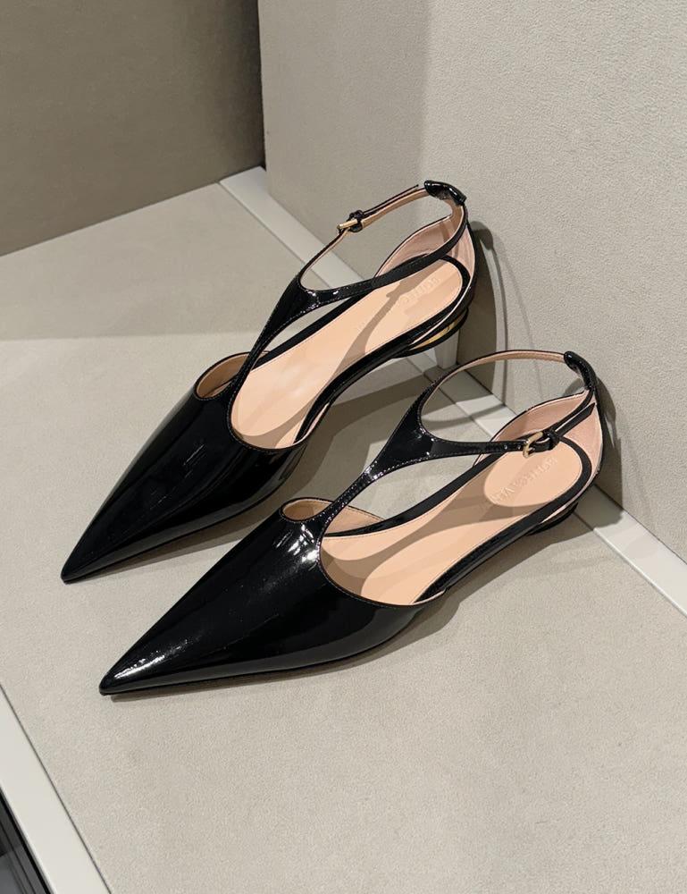 보테가 베네타 페이턴트 레더 로켓 T 바 발레리나 플랫 / BOTTEGA VENETA ROCKET T-BAR BALLERINA FLAT  [740412 V2VK0] 