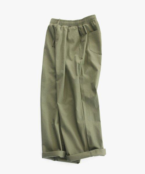 테이퍼드 와이드 원턱 린넨 팬츠_Olive Khaki
