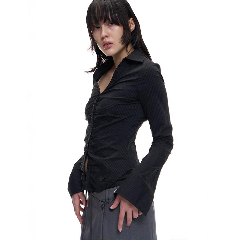 BELLA TIE SHIRT (BLACK STRIPE)
