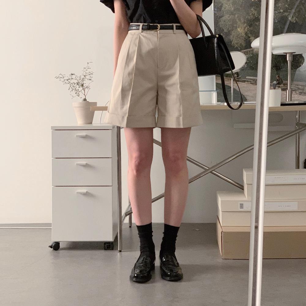 토리노 하이웨스트 롤업 하프팬츠 (베이지)