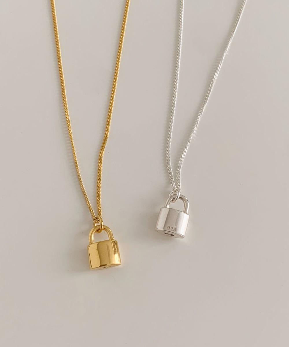 [silver925] 미니 자물쇠 체인 목걸이 (2color)