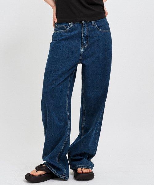 와이드 데님 팬츠 블루