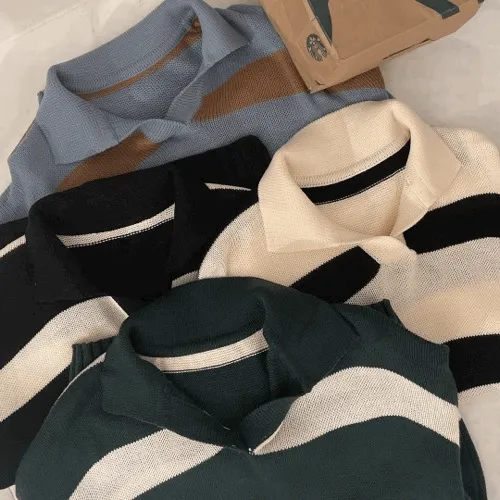 [인기상품재진행ღ] 오버 루즈핏 단가라 스트라이프 긴팔 니트