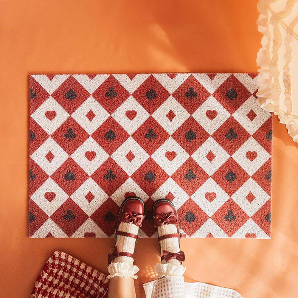 앨리스 현관 베란다코일매트 신발털이 카드무늬 패턴 발매트 인테리어 발깔개