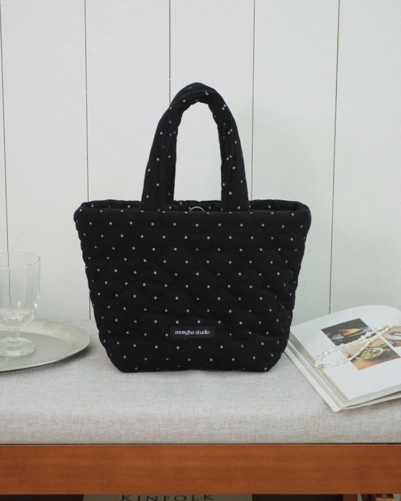 몽하스튜디오 도트 토트백 퀼팅 마실백