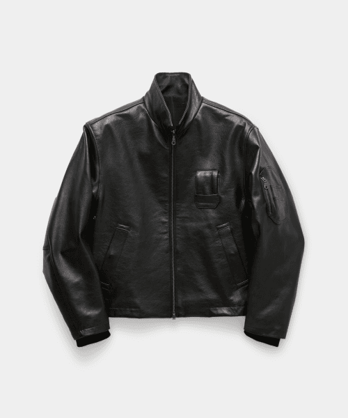 고트 스킨 파일럿 레더 점퍼 (블랙)