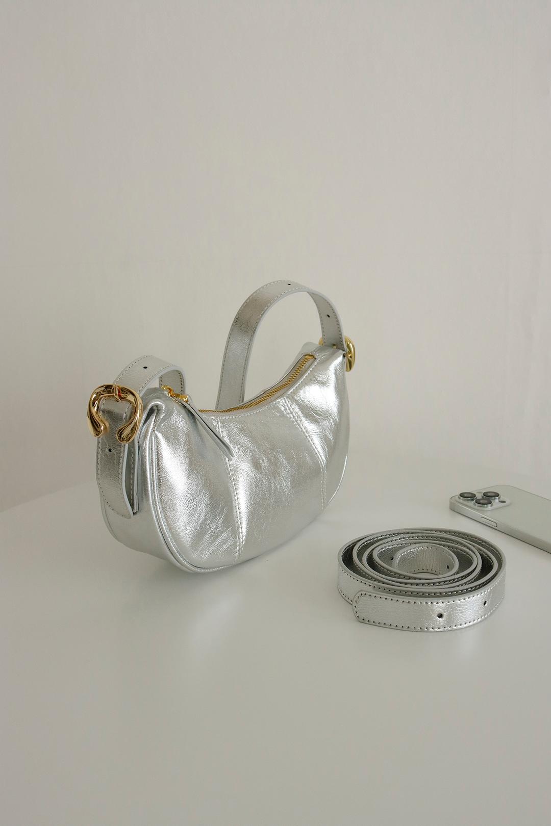 레이브 소가죽 미니 바게트백 투웨이 숄더 크로스 정장 결혼식 가방 s4338