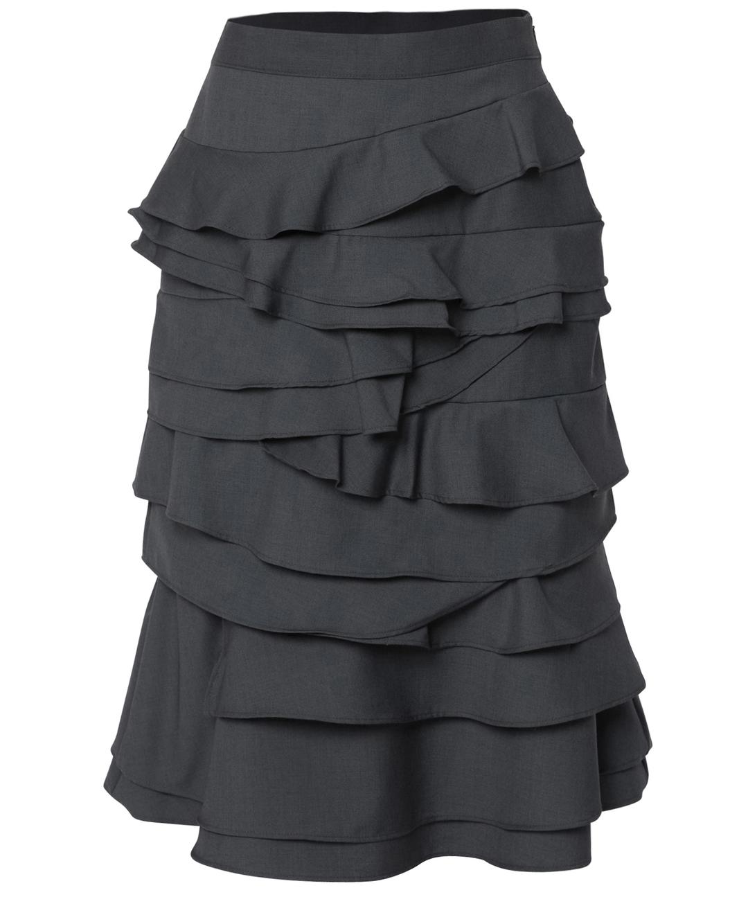 Faye Frill Midi Skirt (FL-246_Charcoal)