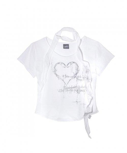 하트 오너먼트 스카프 탑(화이트)