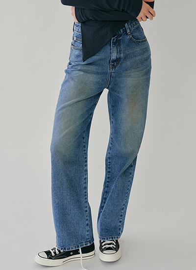 FAL WIDE FIT WASHING DENIM PANTS NAVY