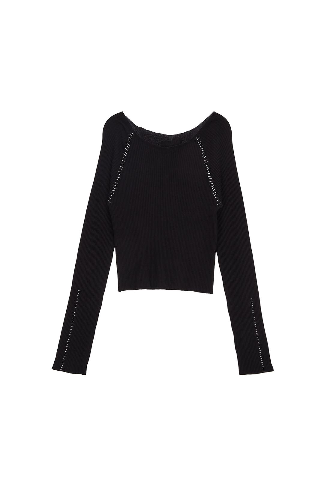 RAGLAN STITCH KNIT TOP IN BLACK