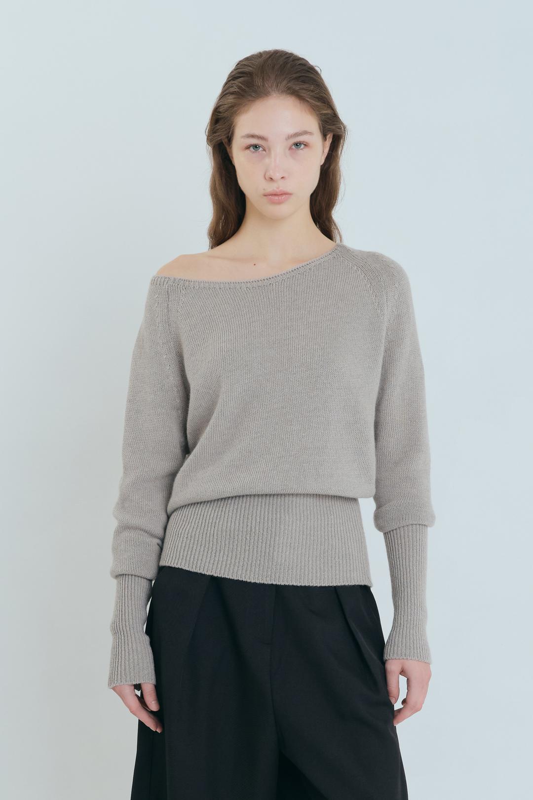 Cashmere Blend Off-Shoulder Knit - Gray