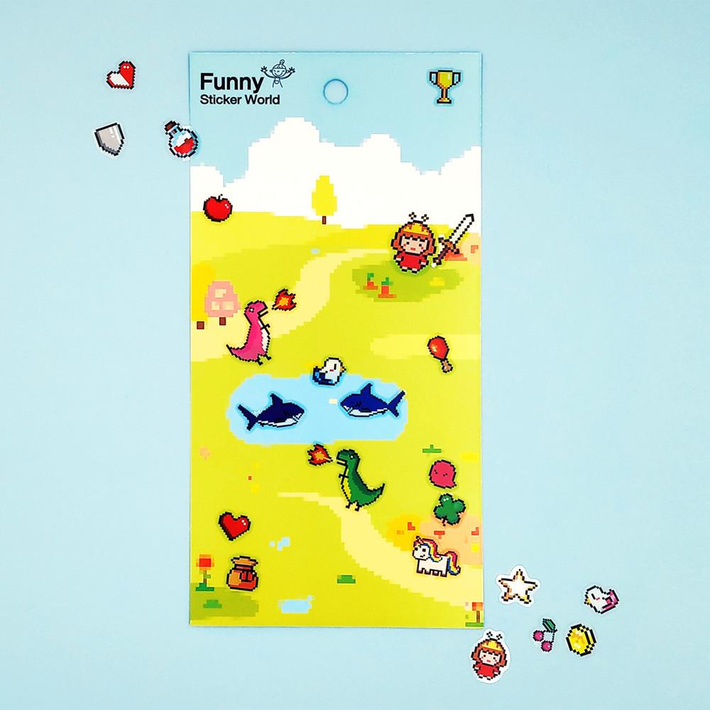 퍼니스티커 픽셀 팬시 스티커 C583 용사 물약 모험 RPG 캐릭터 어드벤쳐 PVC 스티커