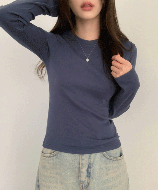 라뷰마켓 라운드ver 일년내내 -3kg 라운드넥 부드러운 면 슬림 반팔티 긴팔티 8color [슬림핏면티/면반팔티/면긴팔티/슬림면티/기본면긴팔티/면반팔/여름반팔/가을긴팔]