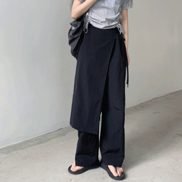 포이즌 나일론 스커트 랩 팬츠-2color