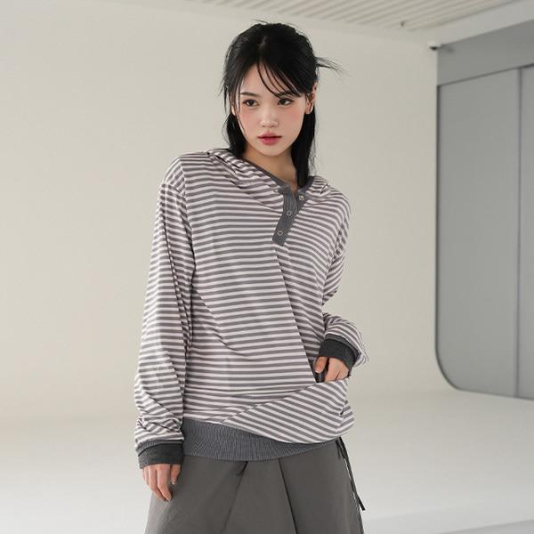 뚜비 스트라이프 후드맨투맨