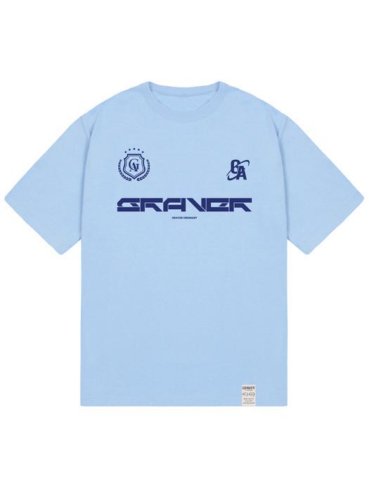 [ODNR-UNISEX]GRAVER 로고 스포티 반팔티_스카이블루