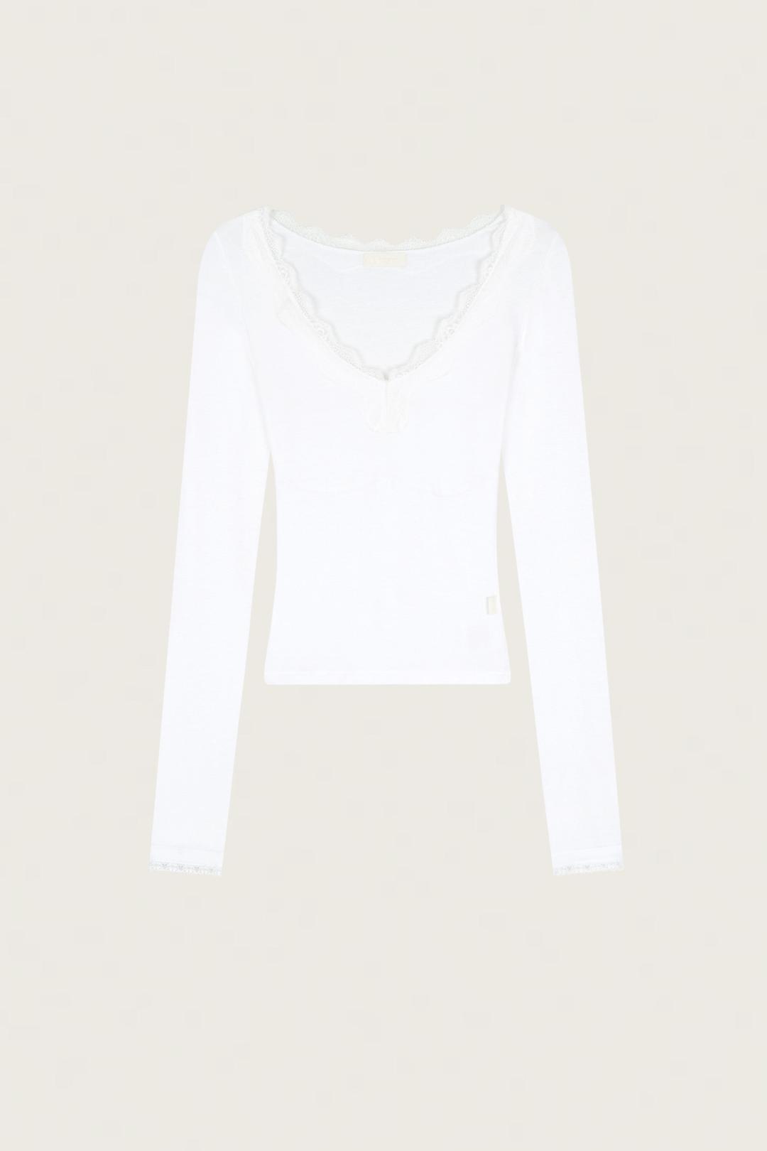 Camille Basic Lace Top, White