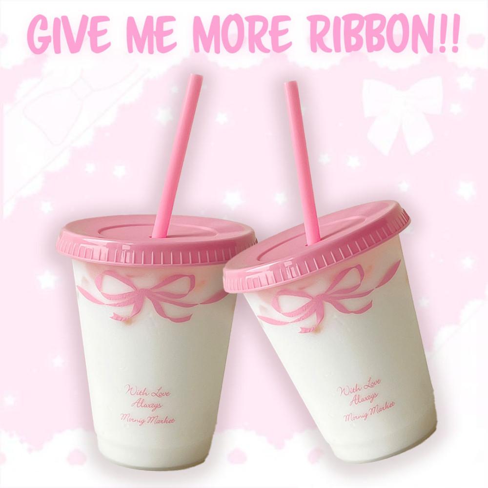 페어리룸 fairyribbon tumbler 핑크 텀블러 리본 빨대 500ml