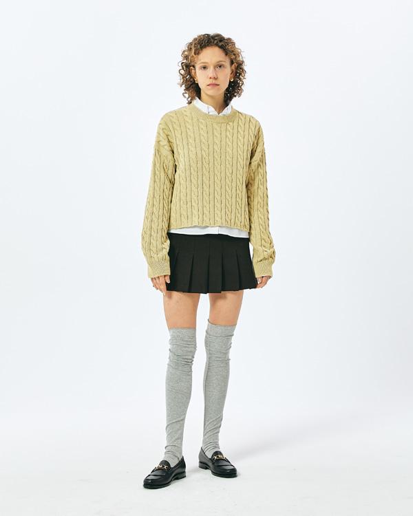 오버핏 케이블 크롭 니트 베이지