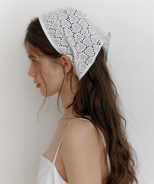 카티지하우스(COTTAGEHOUSE)  Heart lace bandana. White - 사이즈 & 후기 | 무신사