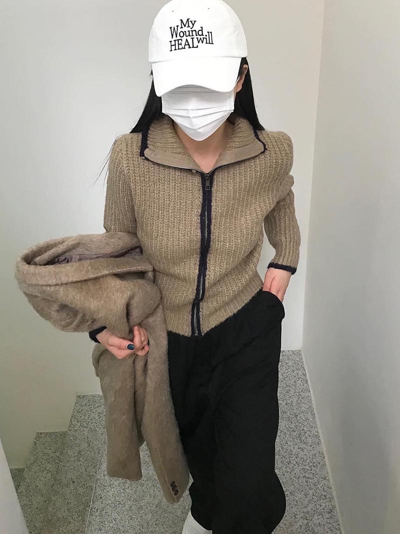 PURIN LINE KNIT ZIP-UP (3color!)