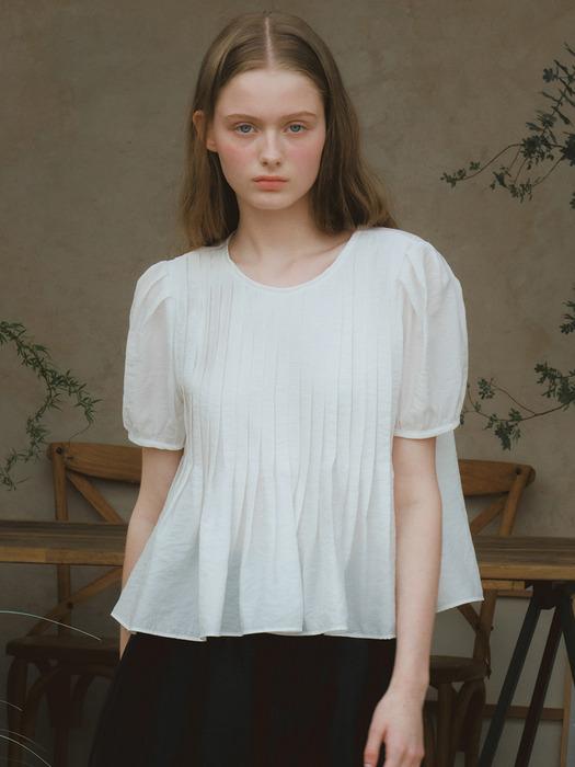 [단독] G Tuck Detail Viscose Blouse_White