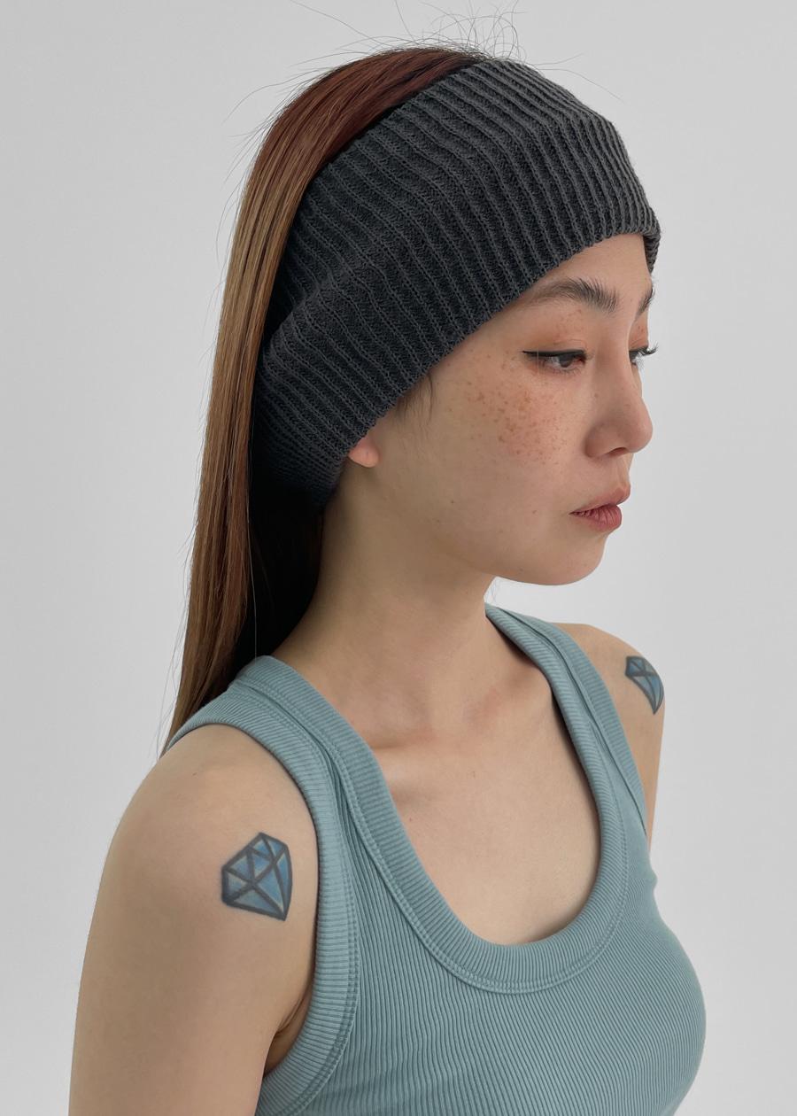 블랙업 아몬트 골지 헤어밴드