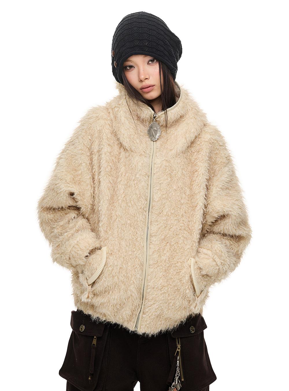 Plush Hooded Zip Jacket