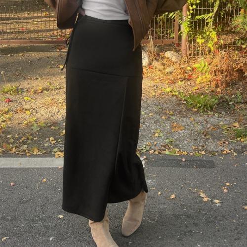 맥시 밴딩 롱 트임 스커트