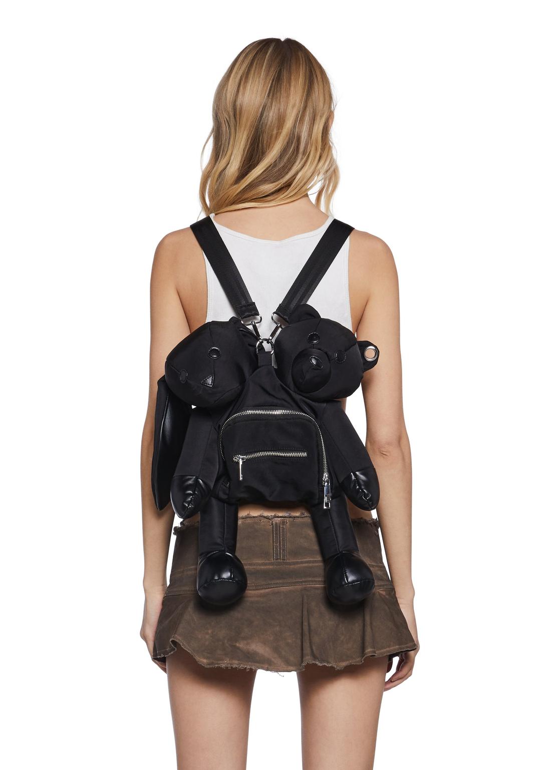 2 Cute For You Plush Backpack - BLACK / ONE SIZE