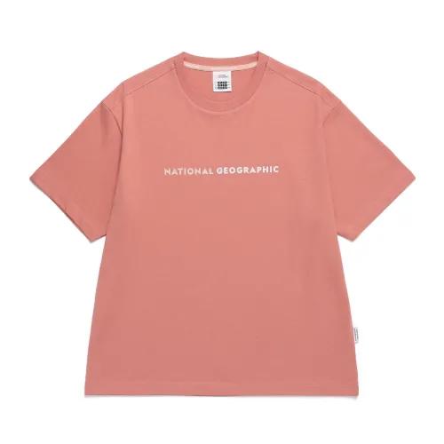 내셔널지오그래픽 N242WTS110 여성 오버핏 홀로그램 로고 반팔 티셔츠 PINK