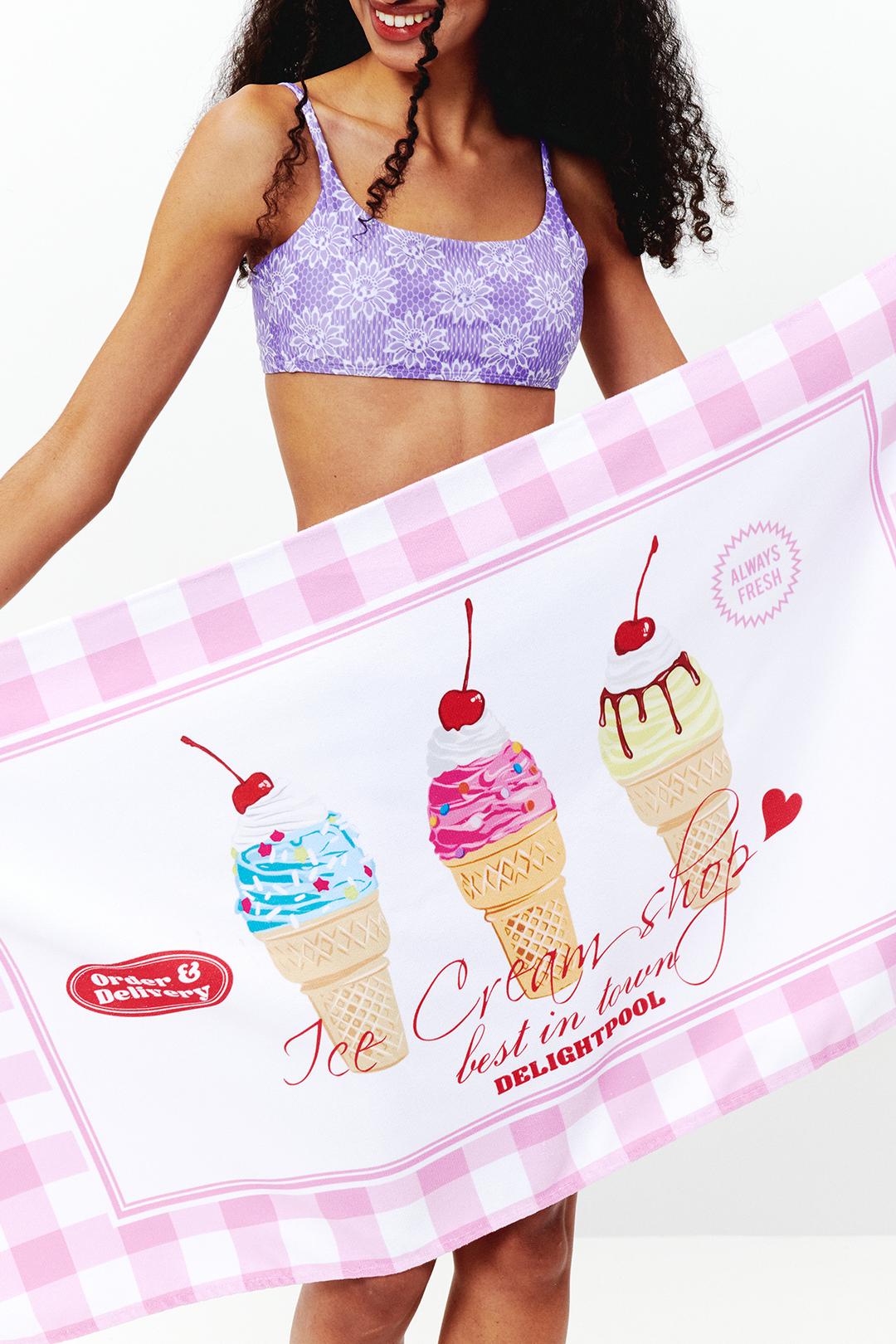 Ice cream Shop Beach Towel - Pink