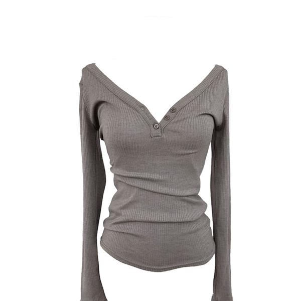 Kaya button long slim T (3colors)