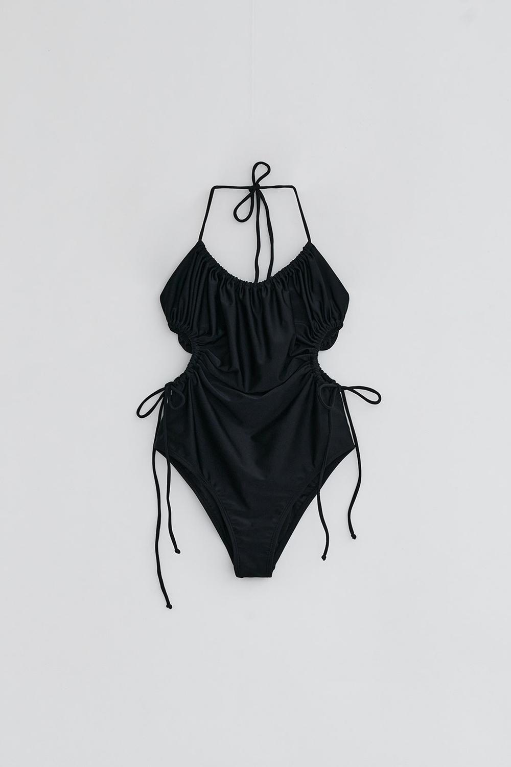 RIBBON SHIRRING SWIM SUIT