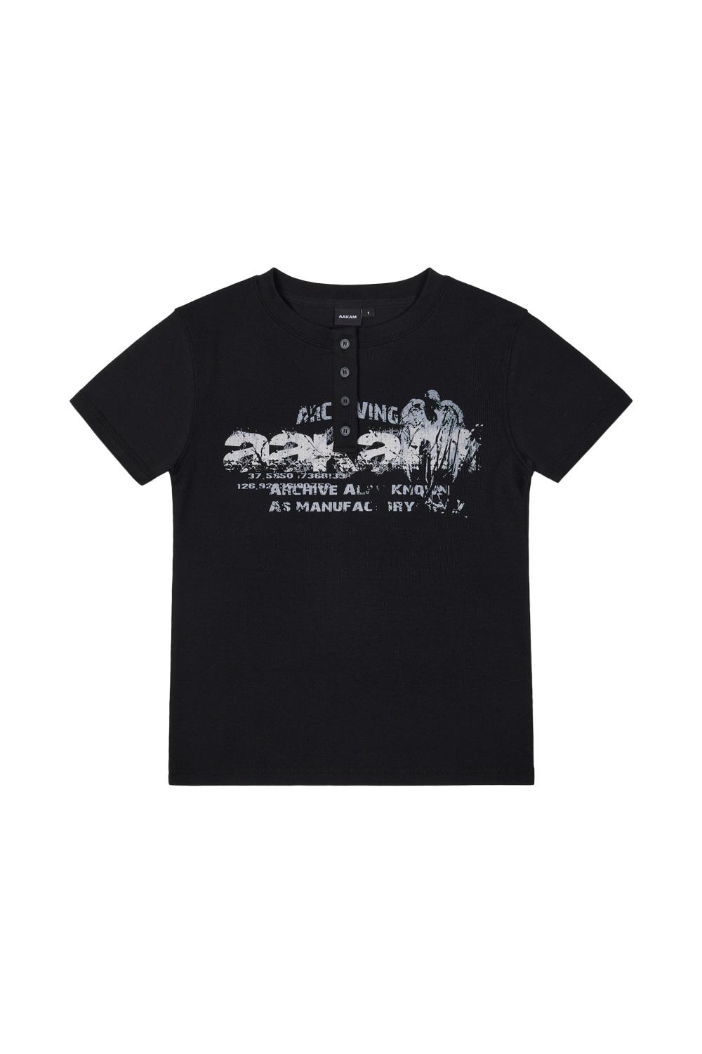 Crack Henry Neck Half Top (Black)