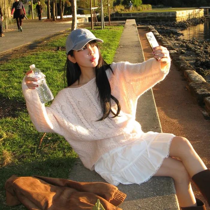 Cinnamon cable knit_baby pink