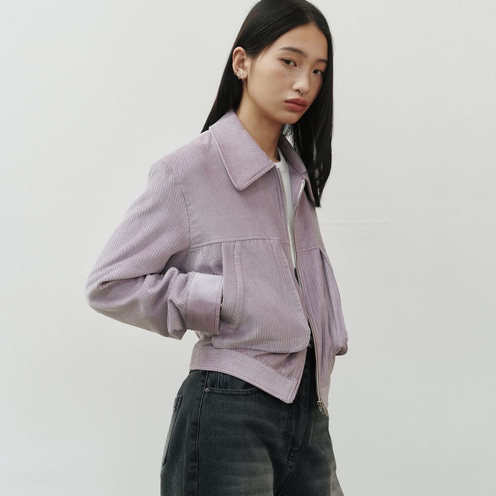 텐셀-리브드 플라이트 크롭 자켓 (라벤더핑크)