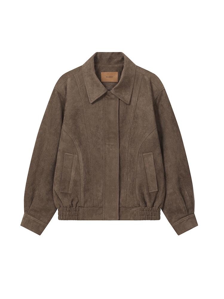 Marron suede jacket - khaki brown