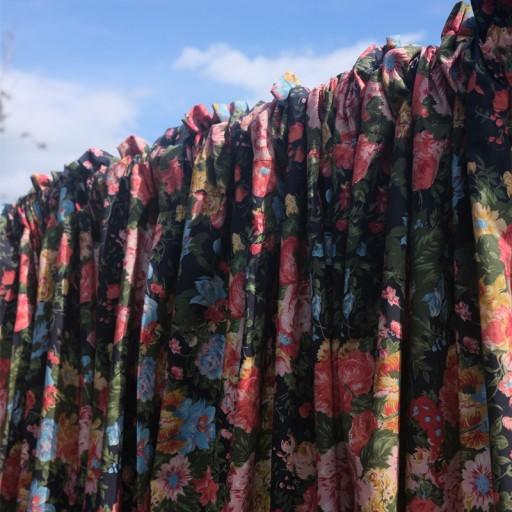 블랙 빈티지플라워 가리개 면커튼