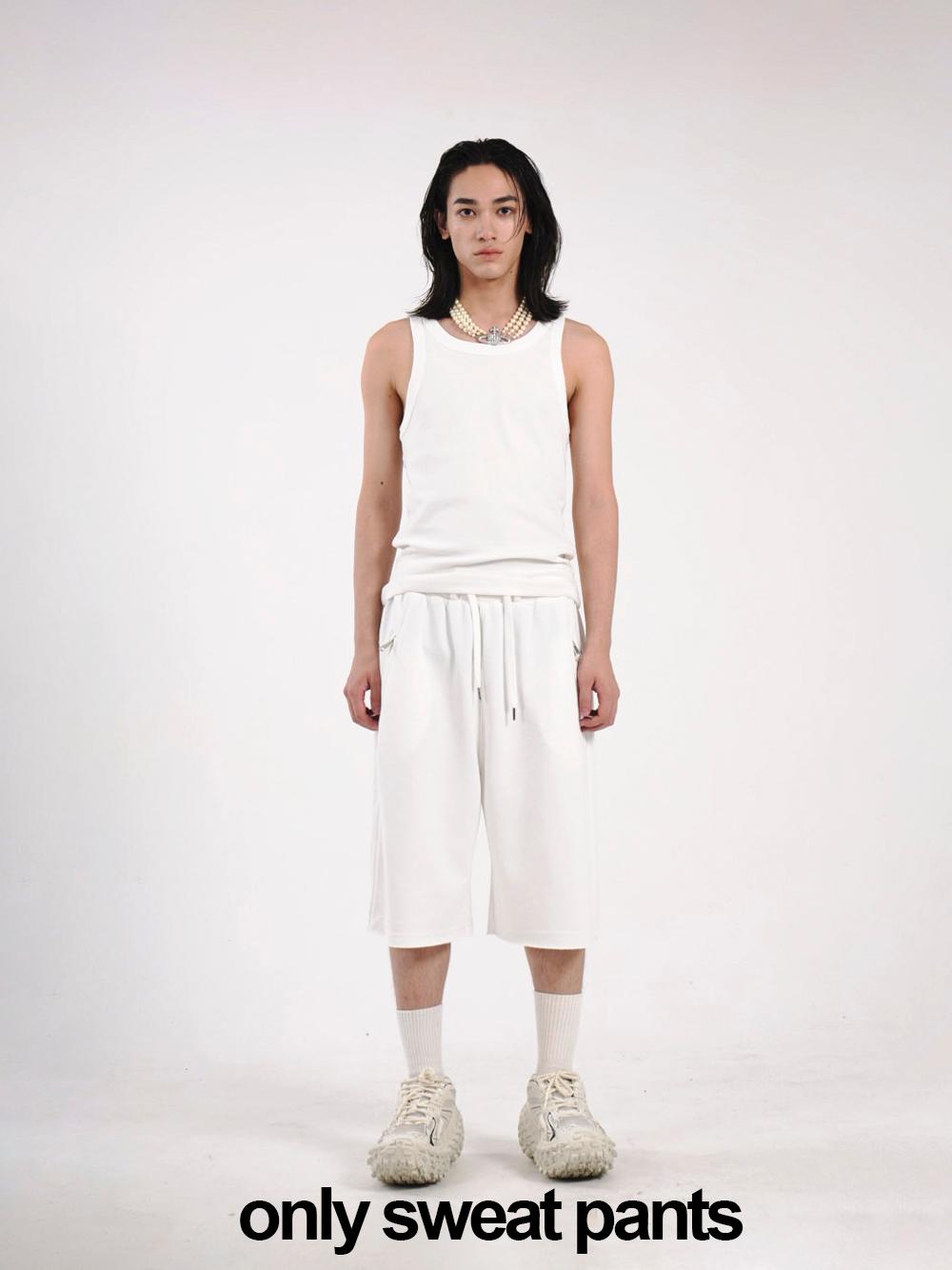[New version] bermuda sweat pants white