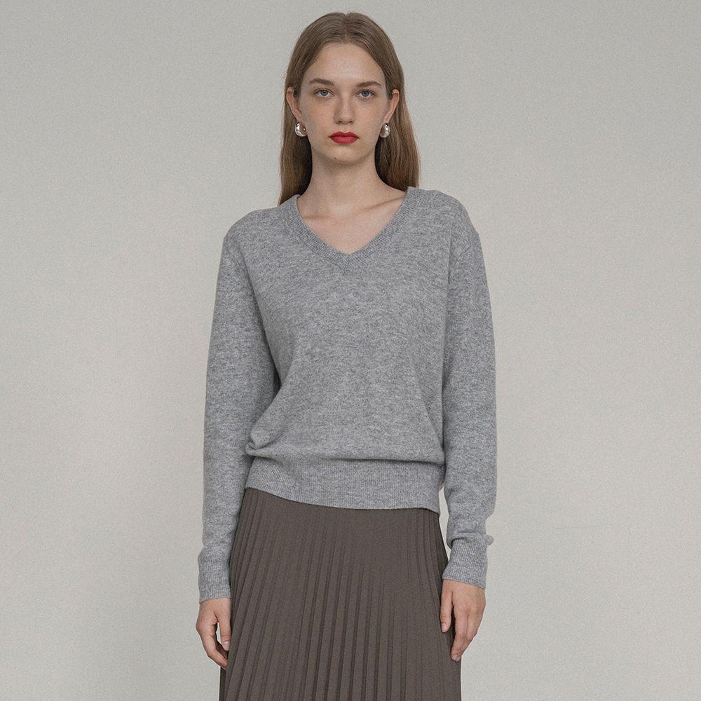 SIKN2124 브이넥 싱글 니트_Gray