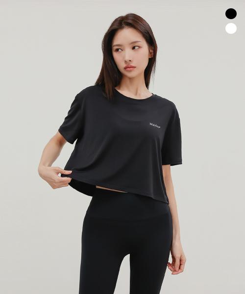 코튼라이크 크롭 스몰로고 숏슬리브