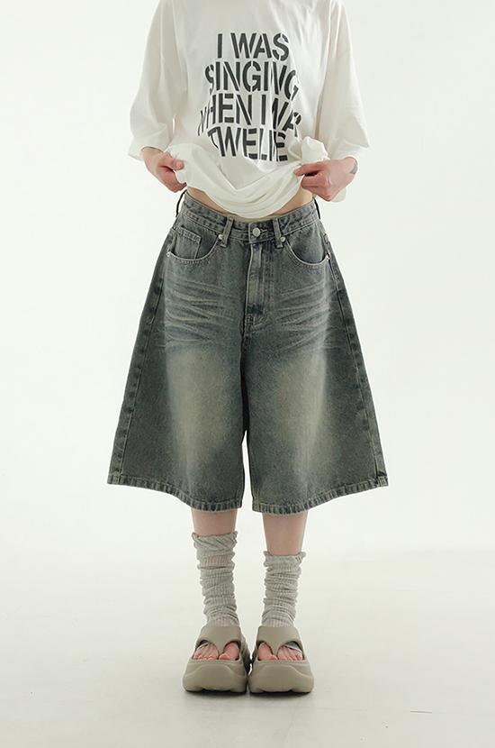 vintage blue bermuda denim pants