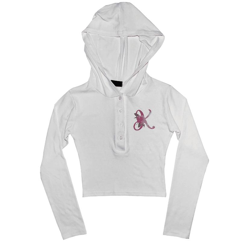 Flower KATER Crop Hooded Long Tee