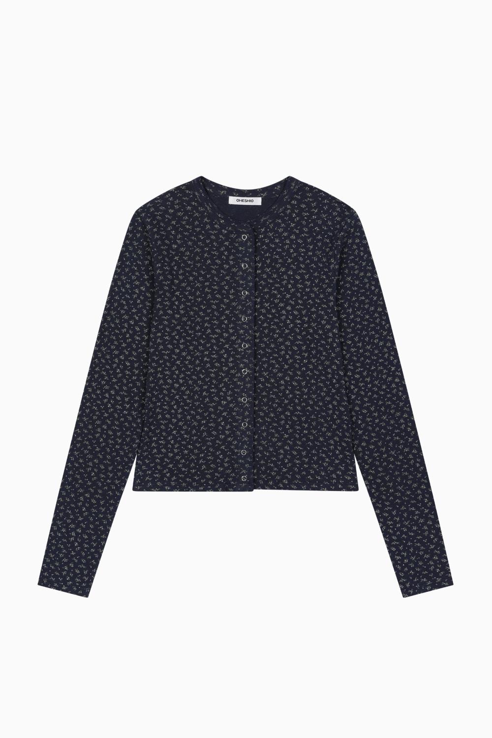 JERSEY BUTTON CARDIGAN, FLOWER NAVY