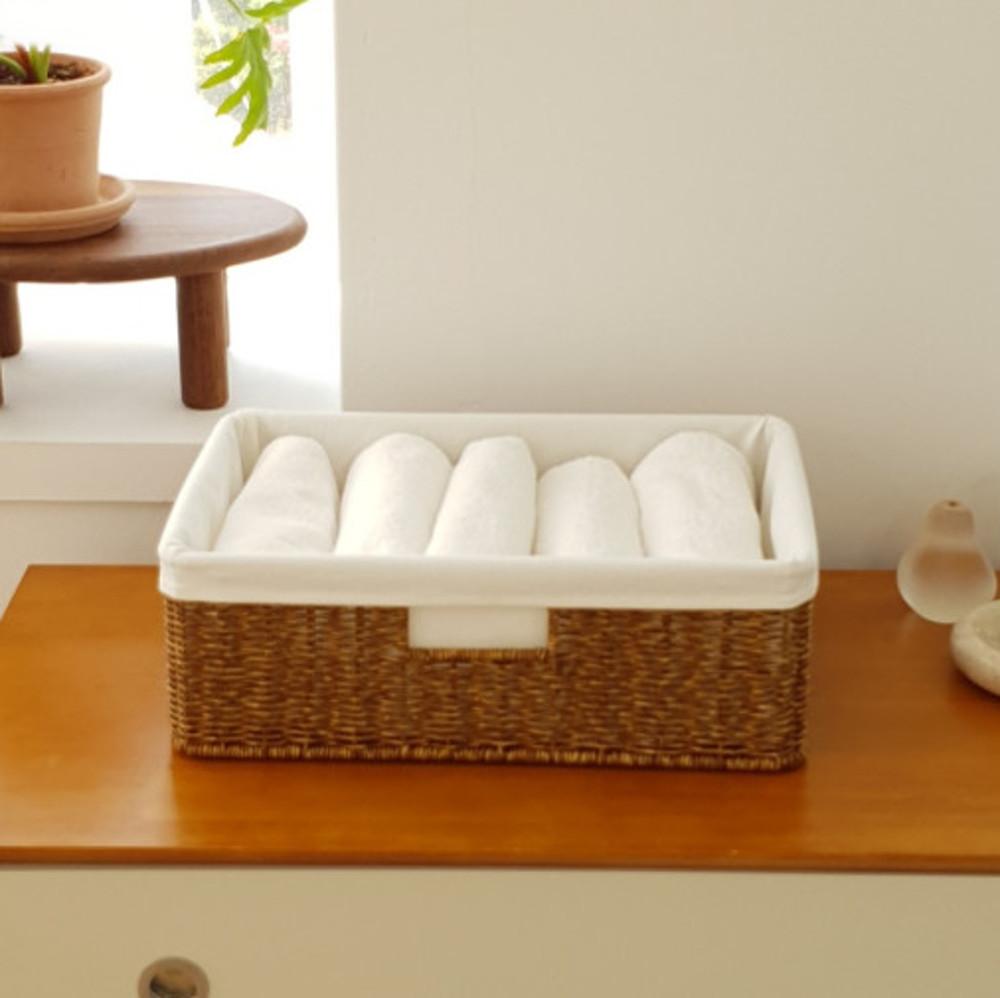 대형 천연 라탄 PP 소품 수납 바구니 정리함 38X26X13cm 쏠리또